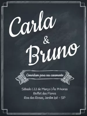 Convite de casamento quadro negro