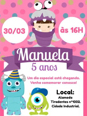 Convite aniversário Monstros SA