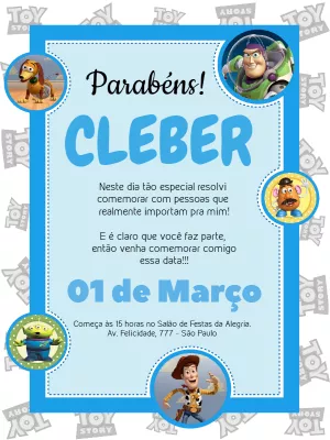 Convite de aniversário toy story com foto