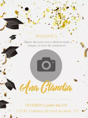 Convite de formatura bioquímica com foto