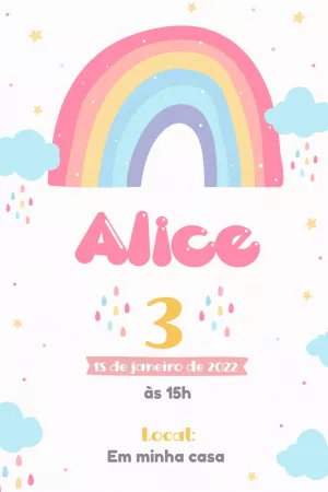 Convite aniversário Arco Iris