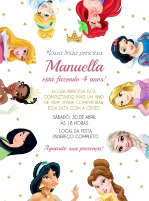 Convite Aniversário Princesas Disney