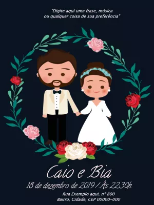 Convite de casamento Casal Apaixonado