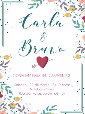 Convite de casamento floral - Colorido