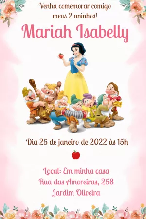 Convite aniversário Branca de Neve