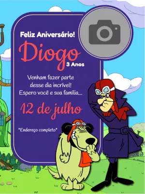 Convite de aniversário Corrida Maluca com foto