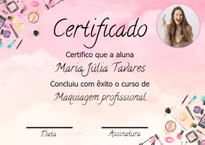 Certificado Maquiagem Profissional com foto