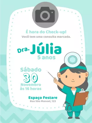 Convite de aniversário Doutora com foto