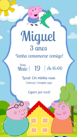 Convite aniversário Peppa Pig George