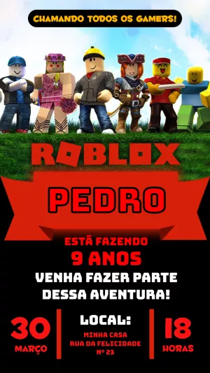 Convite Aniversário Roblox