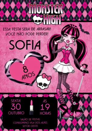 Convite aniversário Monster High