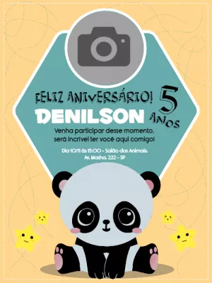 Convite de aniversário Panda com foto