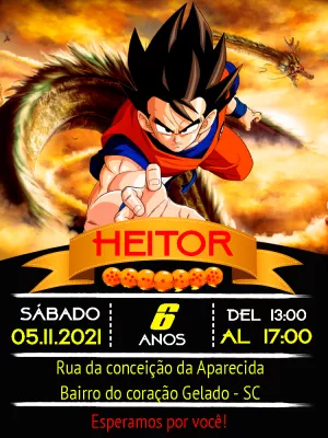 Convite aniversário Dragon Ball Z