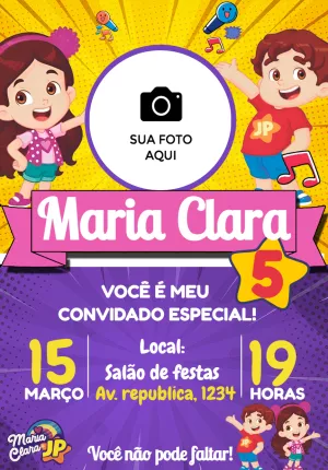 Convite aniversário Maria Clara e Jp com foto