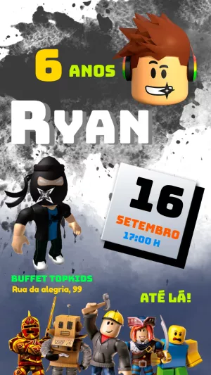Convite aniversário Roblox