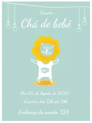 Convite de chá de bebê leãozinho