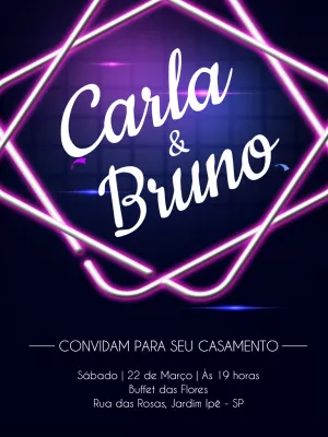 Convite de casamento neon