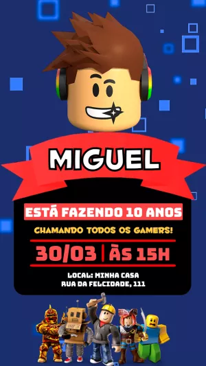 Convite Aniversário Roblox
