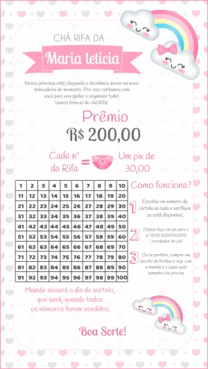 Convite chá rifa Chuva de Amor