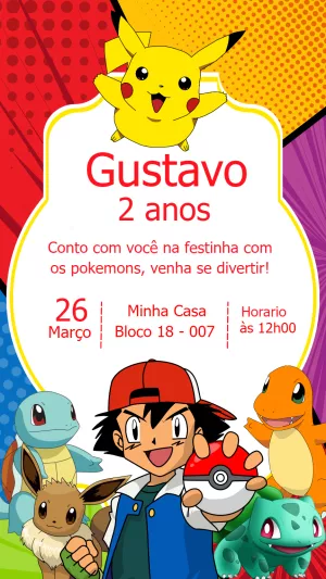 Convite aniversário Pokemon