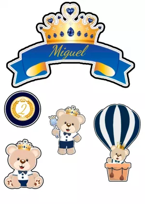 Topo de Bolo Ursinho Príncipe