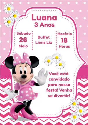 Convite aniversário Minnie Mouse
