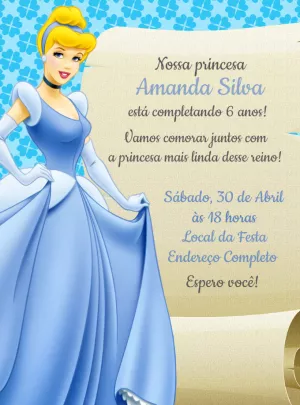 Convite Aniversário Cinderela