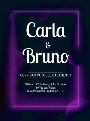 Convite de casamento neon