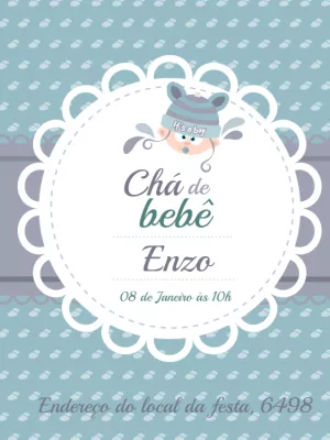 Convite de chá de bebê azul - Menino