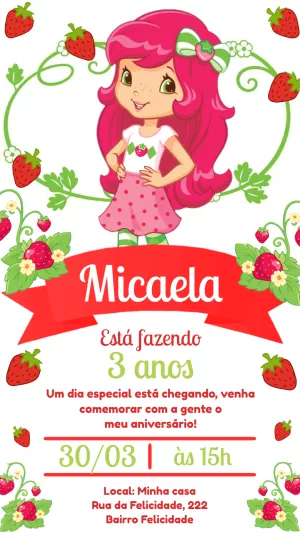 Convite Aniversário Moranguinho