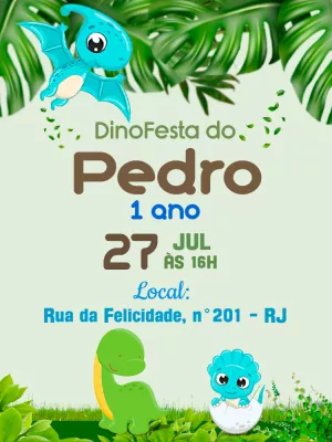 Convite aniversário Dinossauro Baby