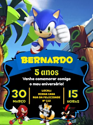 Convite Aniversário Sonic
