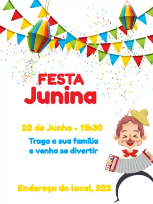 Convite de festa junina - Bandeirinhas
