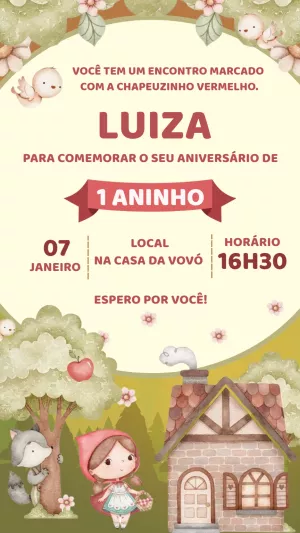 Convite aniversário Chapéuzinho Vermelho