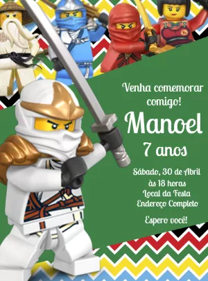 Convite Aniversário Ninja Lego