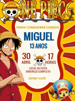Convite Aniversário One Piece
