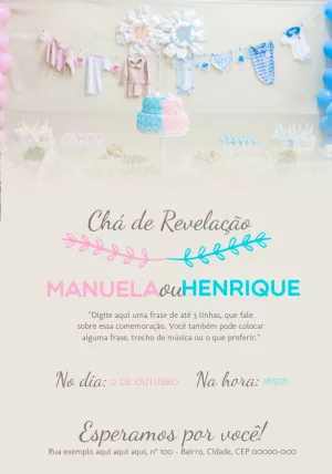 Convite de chá revelação Menino ou Menina