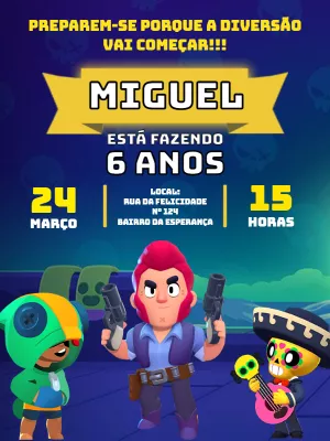 Convite Aniversário Brawl Stars