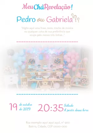 Convite de chá revelação Menino ou Menina