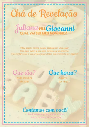 Convite de chá revelação Menino ou Menina