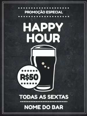 Convite happy hour - Quadro negro