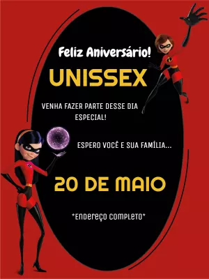 Convite de aniversário Os Incríveis