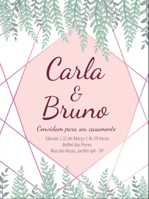Convite de casamento folhas