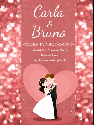 Convite de casamento romântico casal