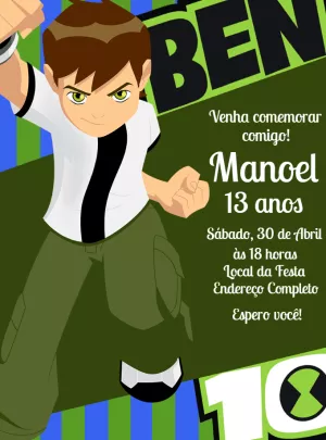 Convite Aniversário Ben 10
