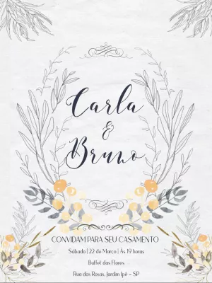 Convite de casamento floral