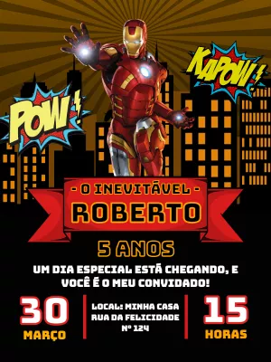 Convite Aniversário Homem de Ferro