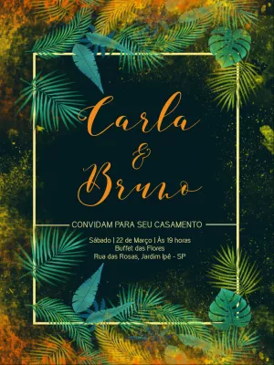 Convite de casamento folhagem