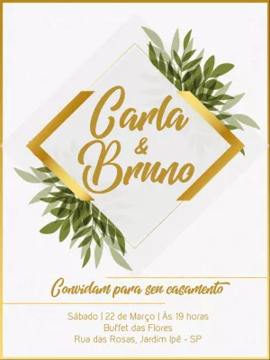 Convite de casamento folhagem