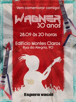 Convite de aniversário rock n roll